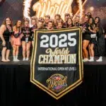 World Champions pose on the podium for the 2025 Allstar World Championships.